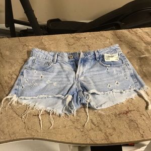 light wash jean shorts